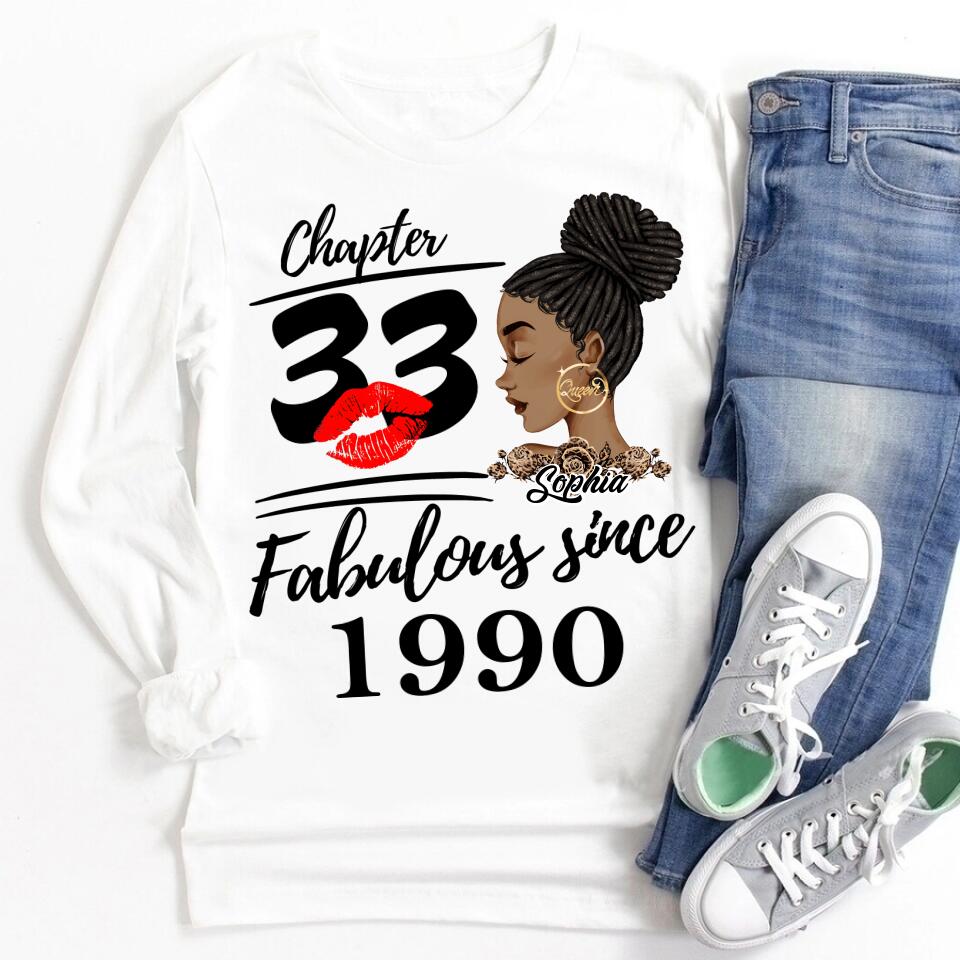 33rd Birthday Shirts, Custom Birthday Shirts, Turning 33 Shirt, Gifts For Women Turning 33, 33 And Fabulous Shirt, 1990 Shirt, 33rd Birthday Shirts For Her