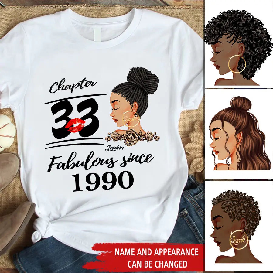 33rd Birthday Shirts, Custom Birthday Shirts, Turning 33 Shirt, Gifts For Women Turning 33, 33 And Fabulous Shirt, 1990 Shirt, 33rd Birthday Shirts For Her