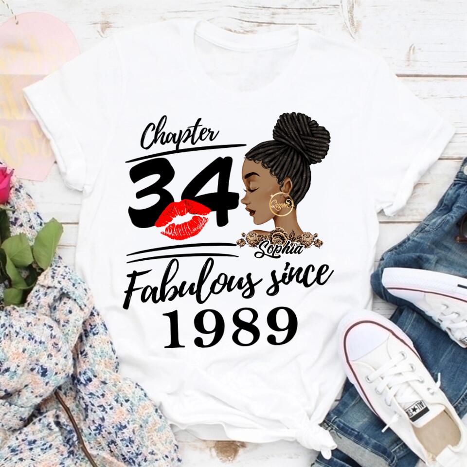 34th Birthday Shirts, Custom Birthday Shirts, Turning 34 Shirt, Gifts For Women Turning 34, 34 And Fabulous Shirt, 1989 Shirt, 34th Birthday Shirts For Her