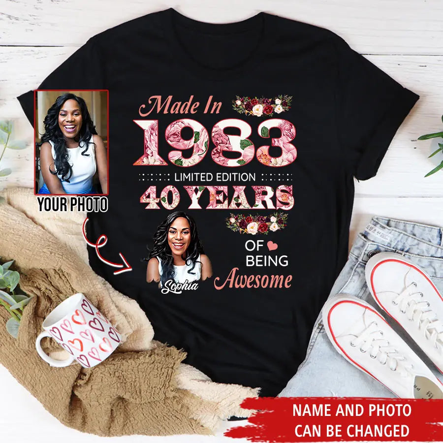 40th Birthday Shirts, Custom Birthday Shirts, Turning 40 Shirt, Gifts For Women Turning 40, 40 And Fabulous Shirt, 1983 Shirt