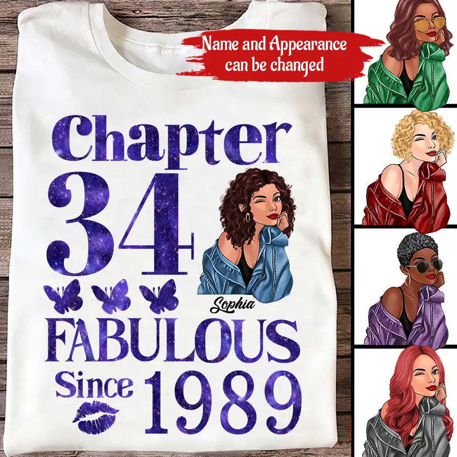 34th Birthday Shirts, Custom Birthday Shirts, Turning 34 Shirt, Gifts For Women Turning 34, 34 And Fabulous Shirt, 1989 Shirt, 34th Birthday Shirts For Her