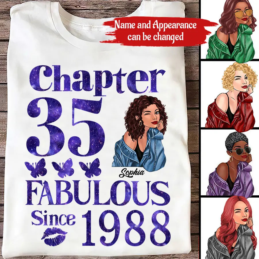 35th Birthday Shirts, Custom Birthday Shirts, Turning 35 Shirt, Gifts For Women Turning 35, 35 And Fabulous Shirt, 1988 Shirt, 35th Birthday Shirts For Her
