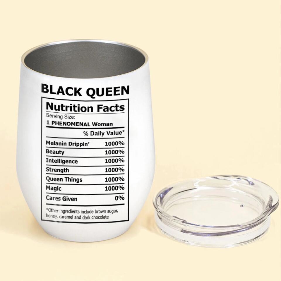 Personalized Wine Tumbler - Black Queen Nutrition Facts, Black Woman Tumbler, Nutrition Facts Tumbler, Black Queen Tumbler