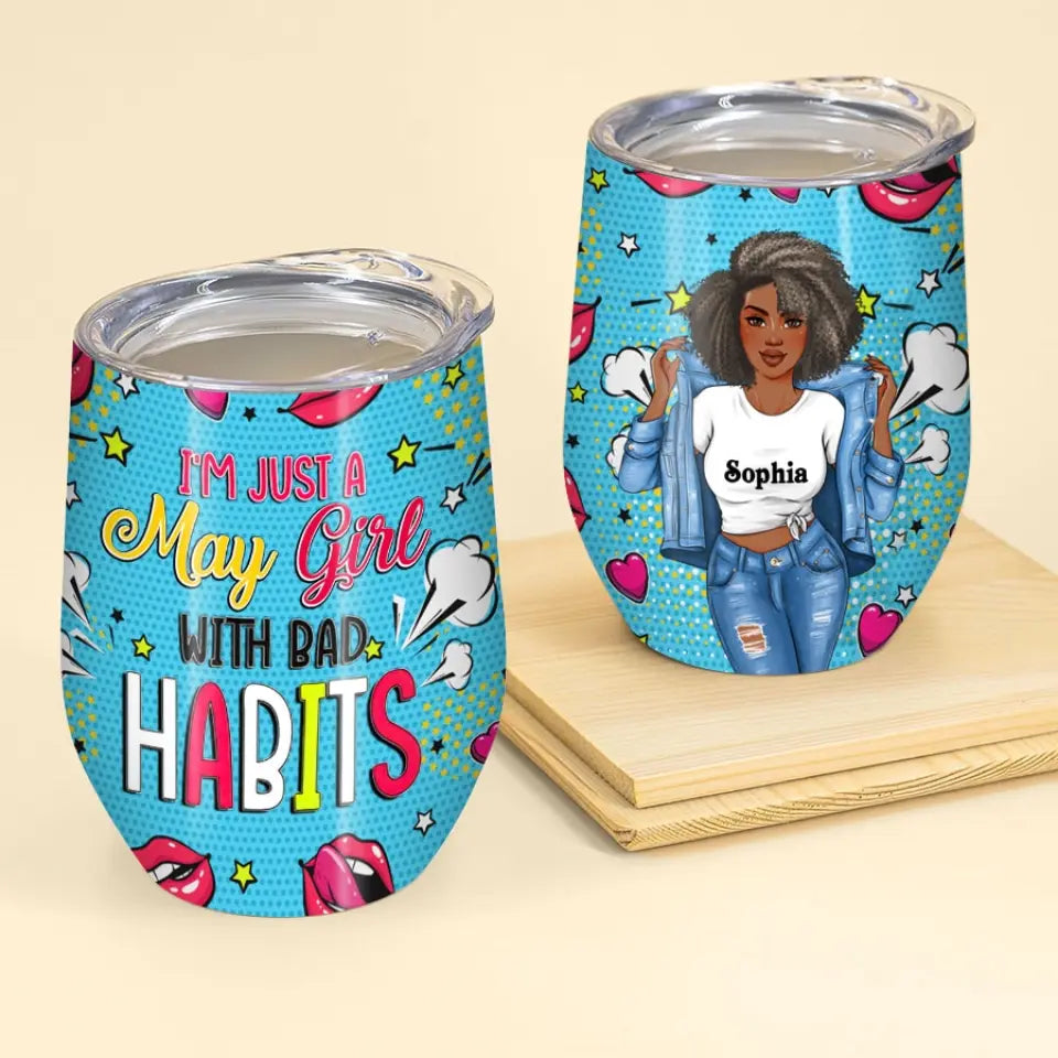 Personalized Wine Tumbler - Birthday Gift For May Queen, May birthday gifts, May birthday gift idea for her