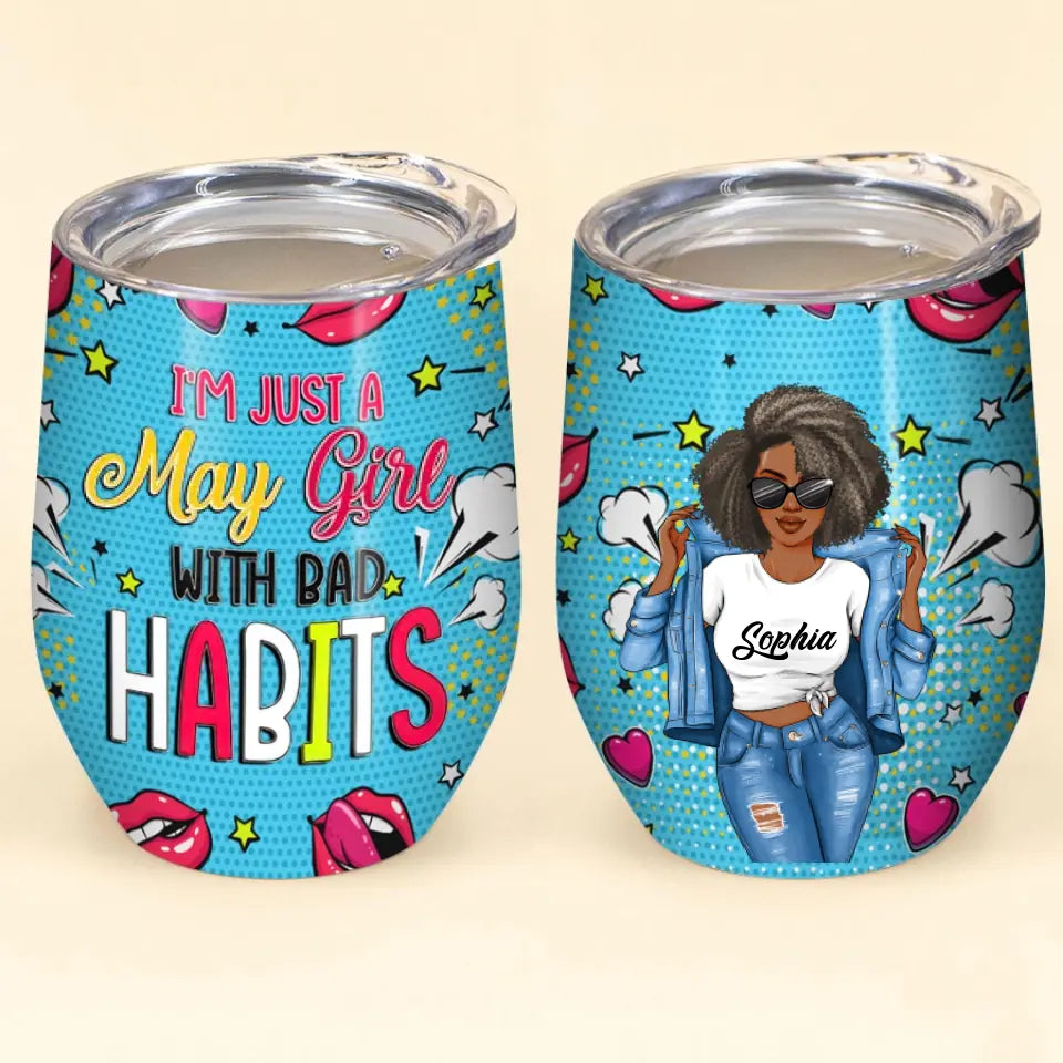 Personalized Wine Tumbler - Birthday Gift For May Queen, May birthday gifts, May birthday gift idea for her