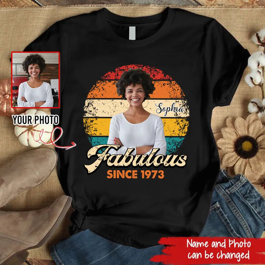 50th Birthday Shirts For Her, Personalised 50th Birthday Gifts, 1973 T Shirt, 50 and Fabulous Shirt, Custom Birthday Shirt