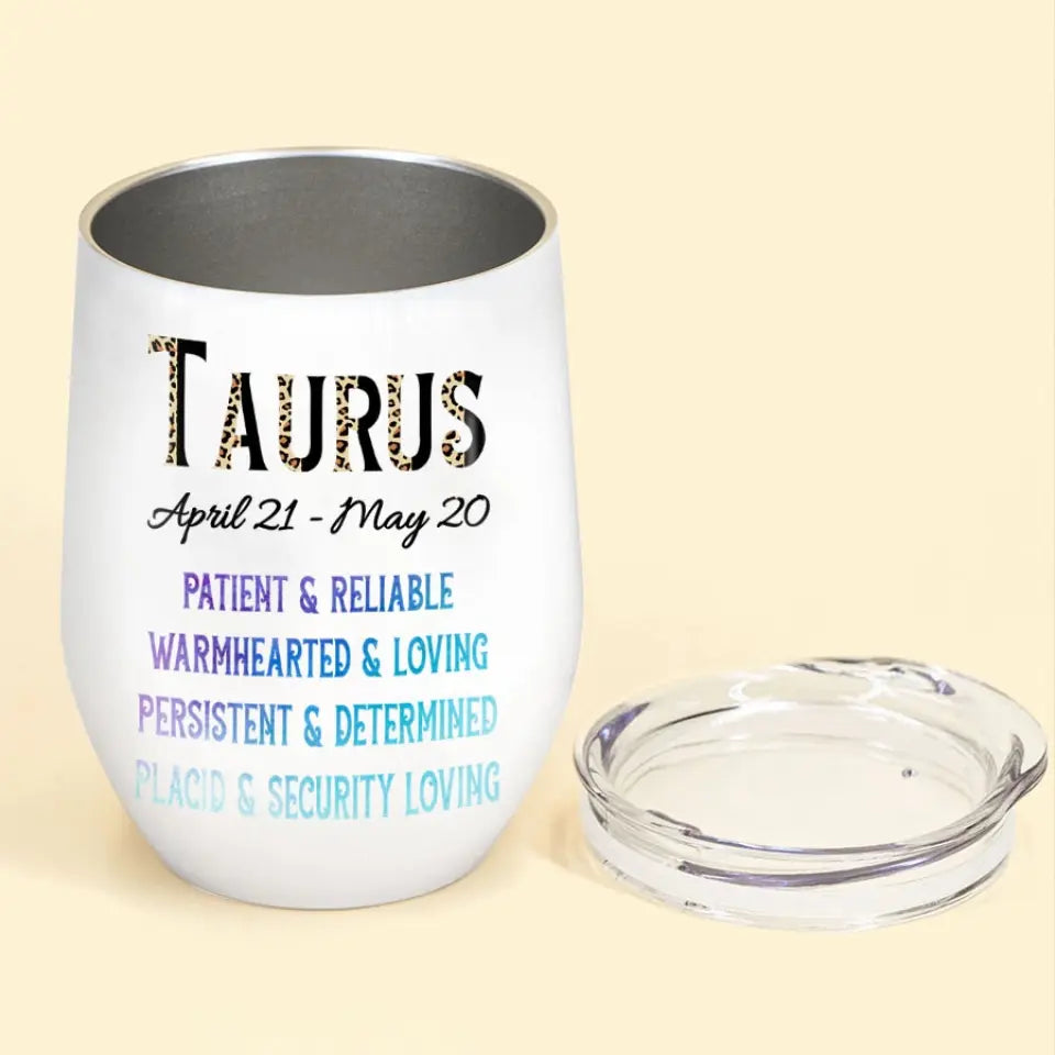 Personalized Wine Tumbler - Taurus Girl, Taurus Birthday Gift For Woman, Taurus Birthday Month, Zodiac Tumbler, Zodiac Birthday Signs