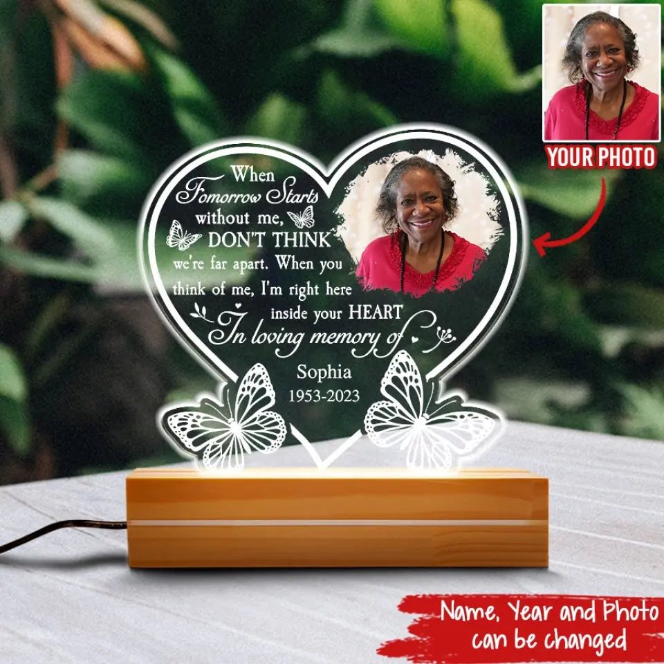 Personalized 3D LED Light Wooden Base, In Memory Gift, In Loving Memory Gifts, Memorial Light