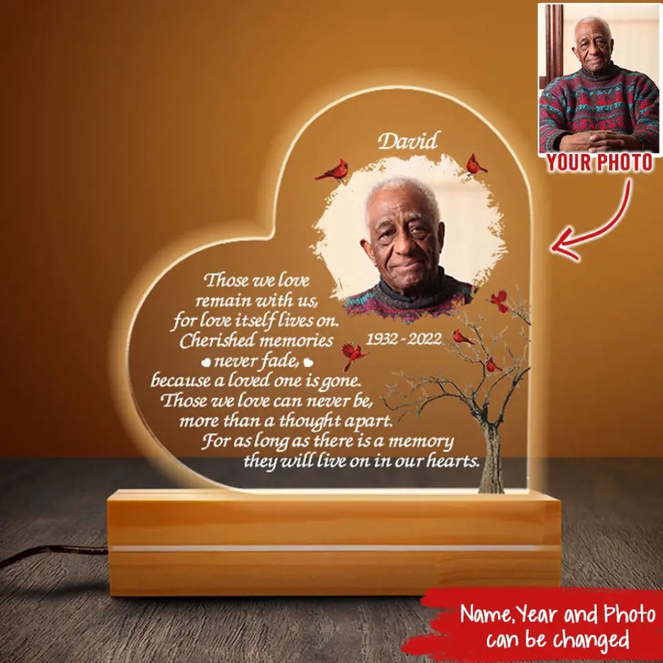 Personalized 3D LED Light Wooden Base, In Memory Gift, In Loving Memory Gifts, Memorial Light