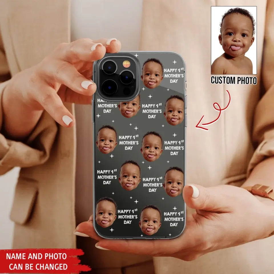 Personalized Clear Phone Case, Happy 1St Mother's Day, first mothers day gift ideas