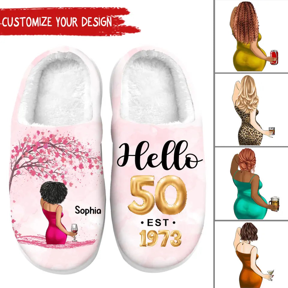 Personalized Slippers, 50th Birthday Gifts For Her, 50 And Fabulous Gifts, Gift Ideas 50th Birthday Woman