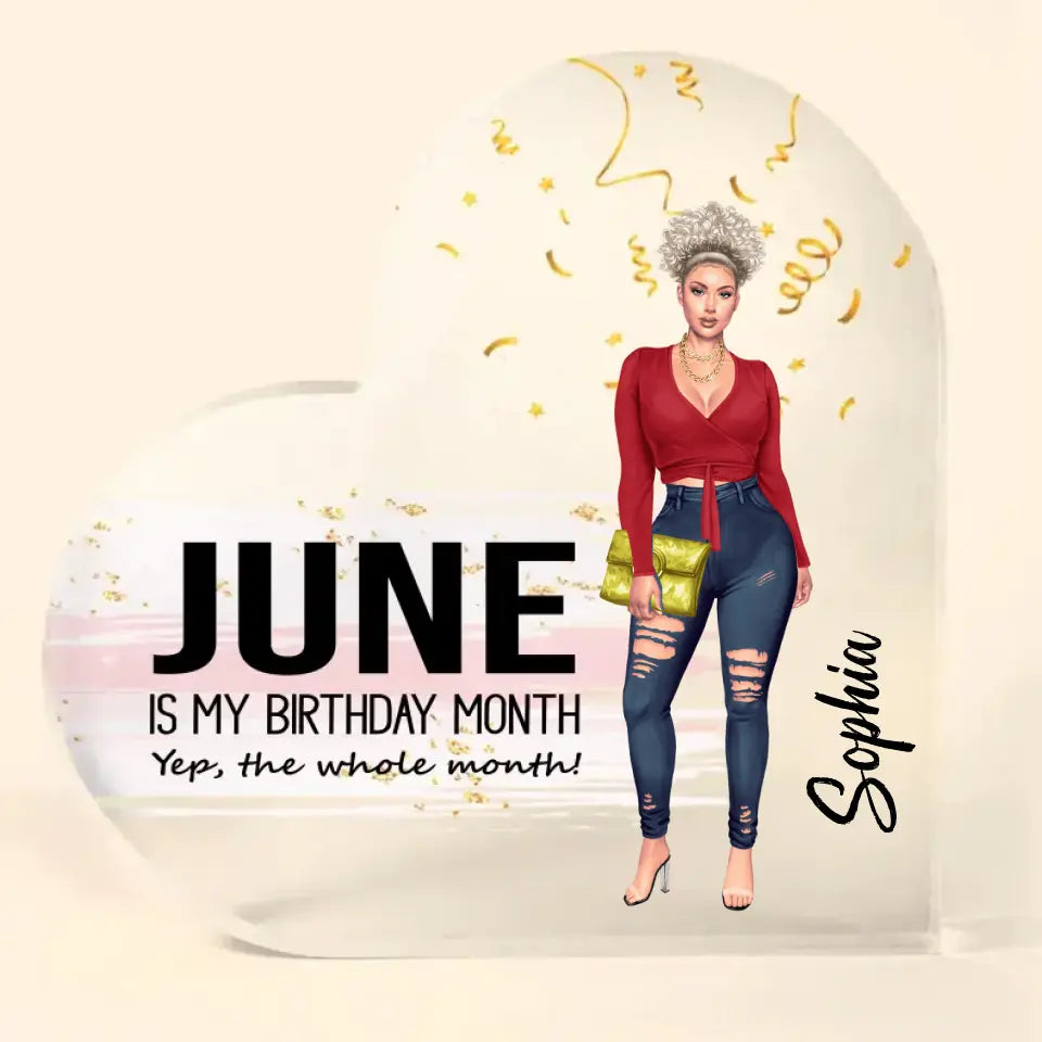 Custom Shape Acrylic Plaque, Birthday Gift For June Queen, June birthday gifts, June Birthday Gift idea For Her
