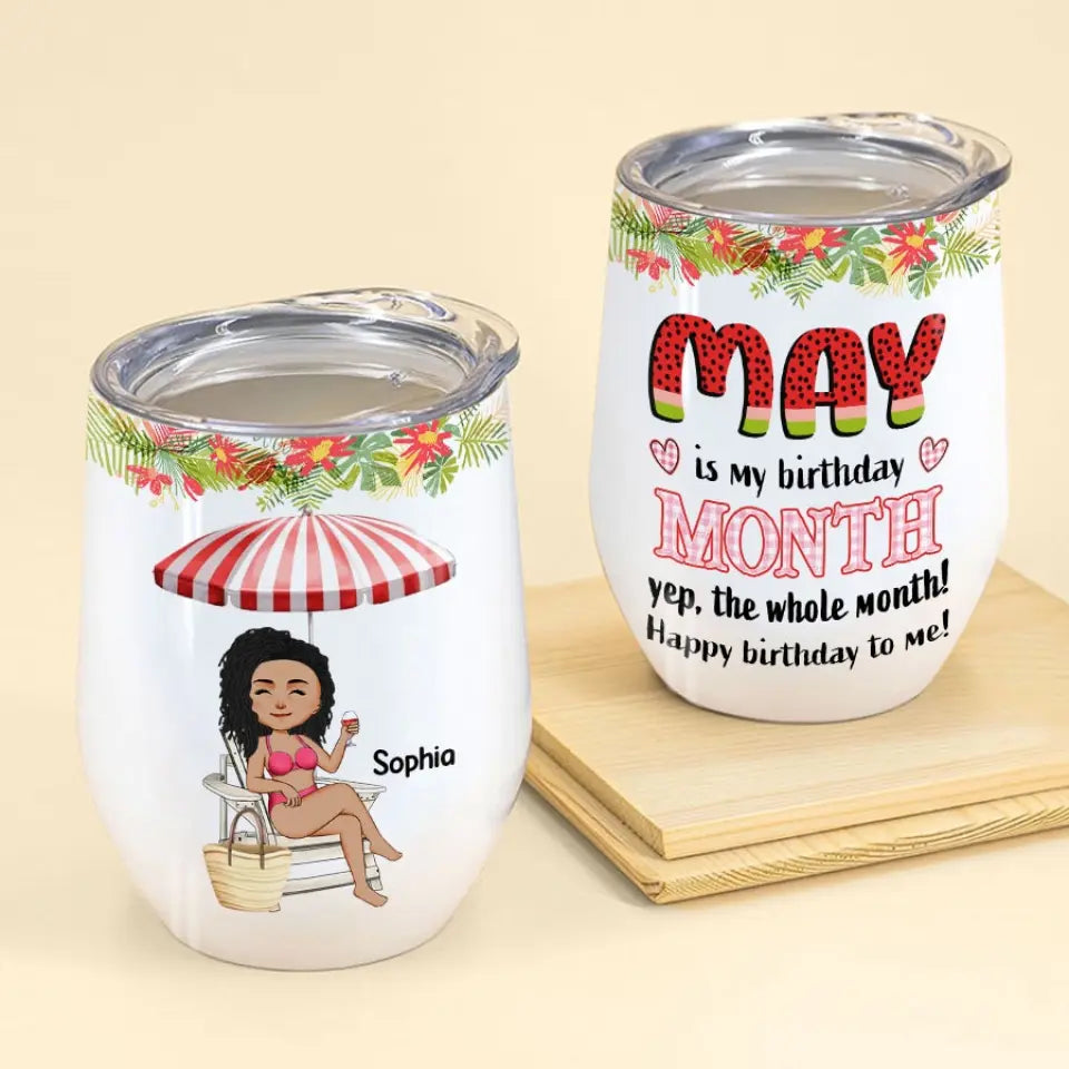 Personalized Wine Tumbler - Birthday Gift For May Queen, May birthday gifts, May Birthday Gift Idea For Her