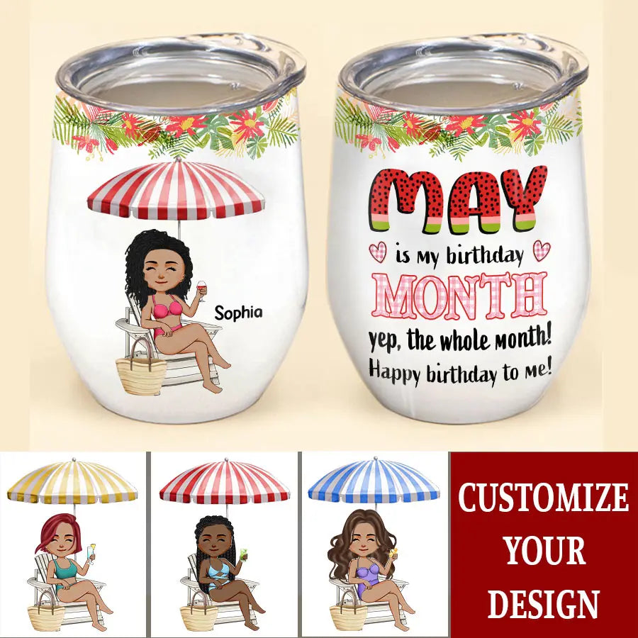 Personalized Wine Tumbler - Birthday Gift For May Queen, May birthday gifts, May Birthday Gift Idea For Her