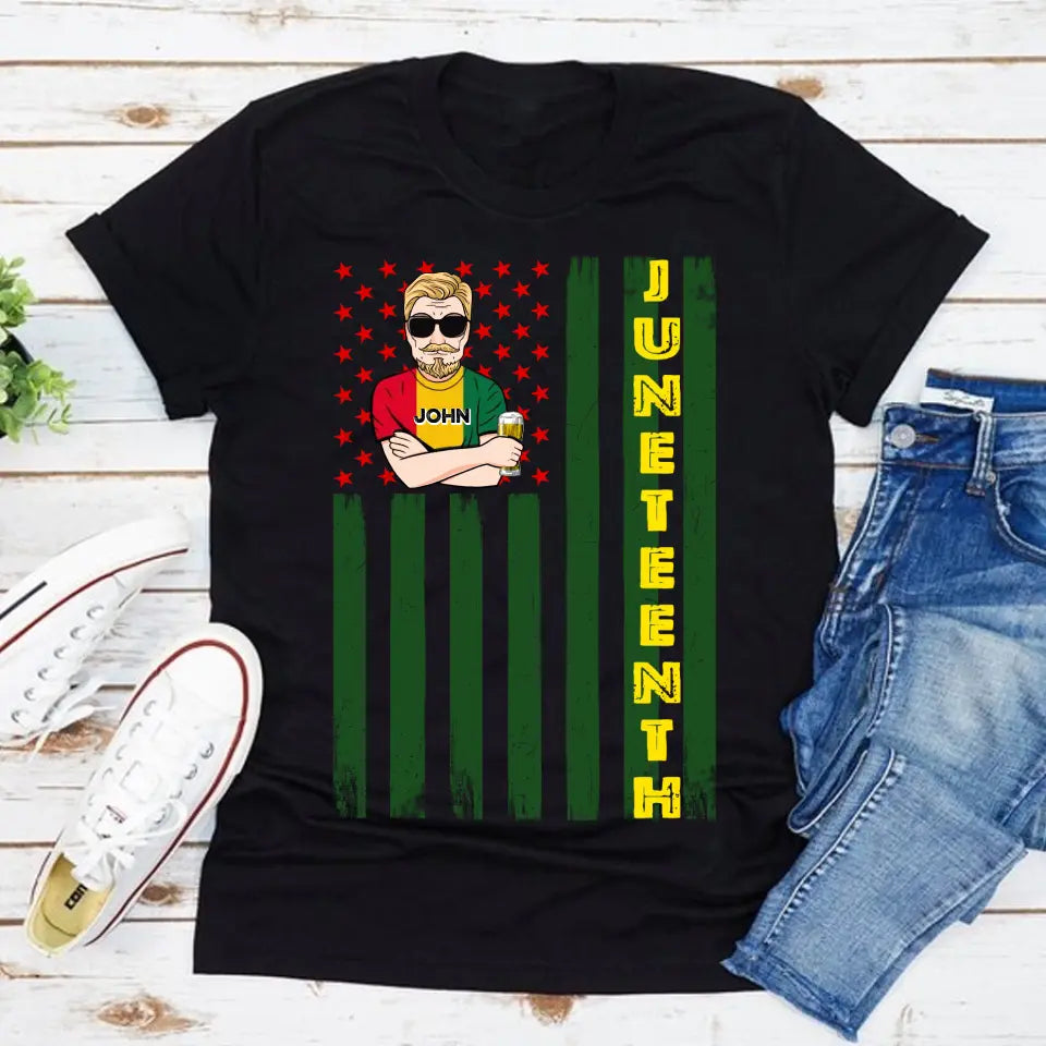 Juneteenth Shirt, Custom Juneteenth Shirt, Juneteenth Black King Melanin Dad Fathers Day Men Father Fun T-Shirt