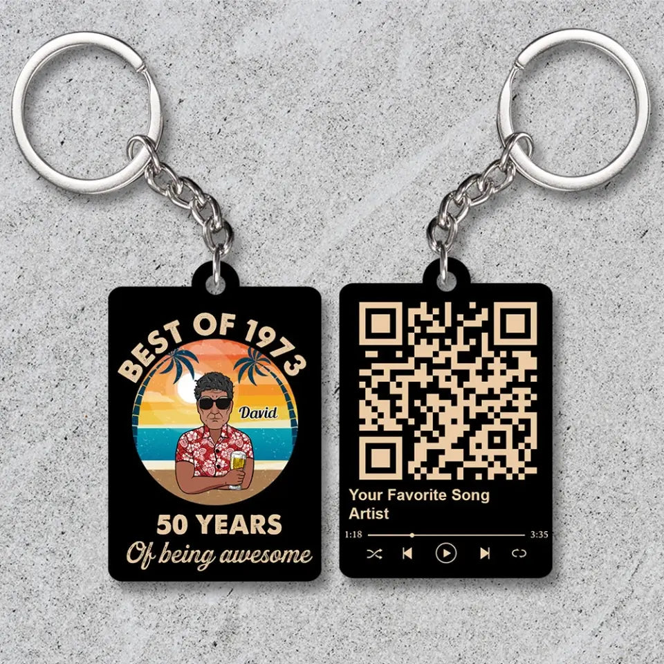 50th Birthday Acrylic Keychain, Custom Birthday  Acrylic Keychain, 1973 50th Birthday Acrylic Keychain For Man
