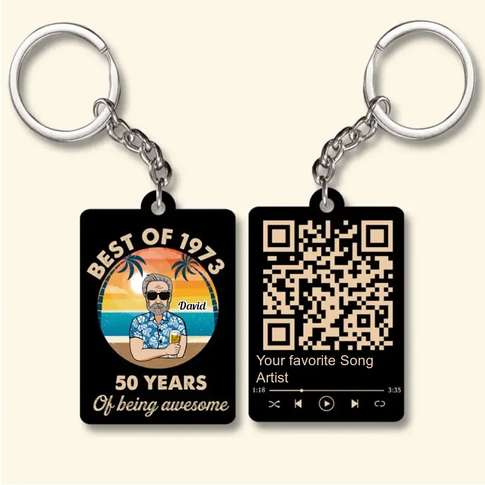 50th Birthday Acrylic Keychain, Custom Birthday  Acrylic Keychain, 1973 50th Birthday Acrylic Keychain For Man