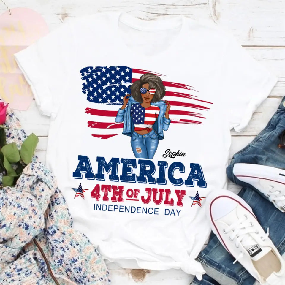 July Birthday Shirt, Custom Birthday Shirt, Queens Born In July, July Birthday Shirts For Woman, July Birthday Gifts, USA 4th Of July T-Shirt, Happy Independence Day T-Shirt