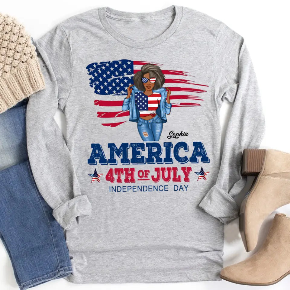 July Birthday Shirt, Custom Birthday Shirt, Queens Born In July, July Birthday Shirts For Woman, July Birthday Gifts, USA 4th Of July T-Shirt, Happy Independence Day T-Shirt