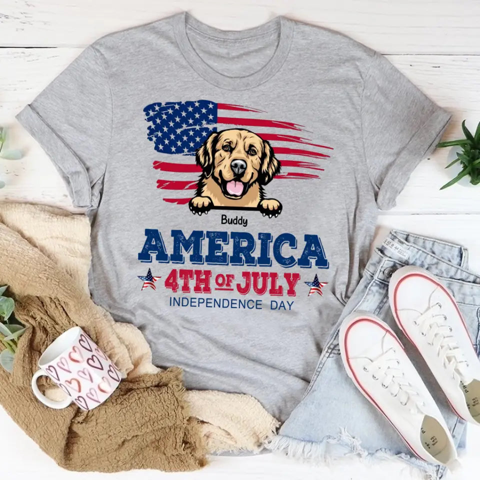 America 4th Of July, Personalized Gift for Dog Lovers, Dog Dad, Dog Mom - Independence Day With Dogs Personalized Shirt, Personalized Gift for Dog Lovers, Dog Dad, Dog Mom