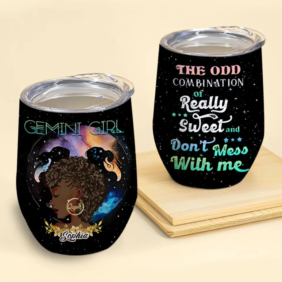 Personalized Wine Tumbler - Gemini Girl, Gemini Birthday Gift For Woman,Gemini Birthday Month, Zodiac Tumbler, Zodiac Birthday Signs