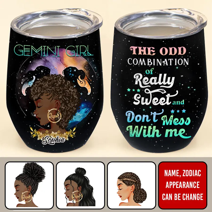 Personalized Wine Tumbler - Gemini Girl, Gemini Birthday Gift For Woman,Gemini Birthday Month, Zodiac Tumbler, Zodiac Birthday Signs