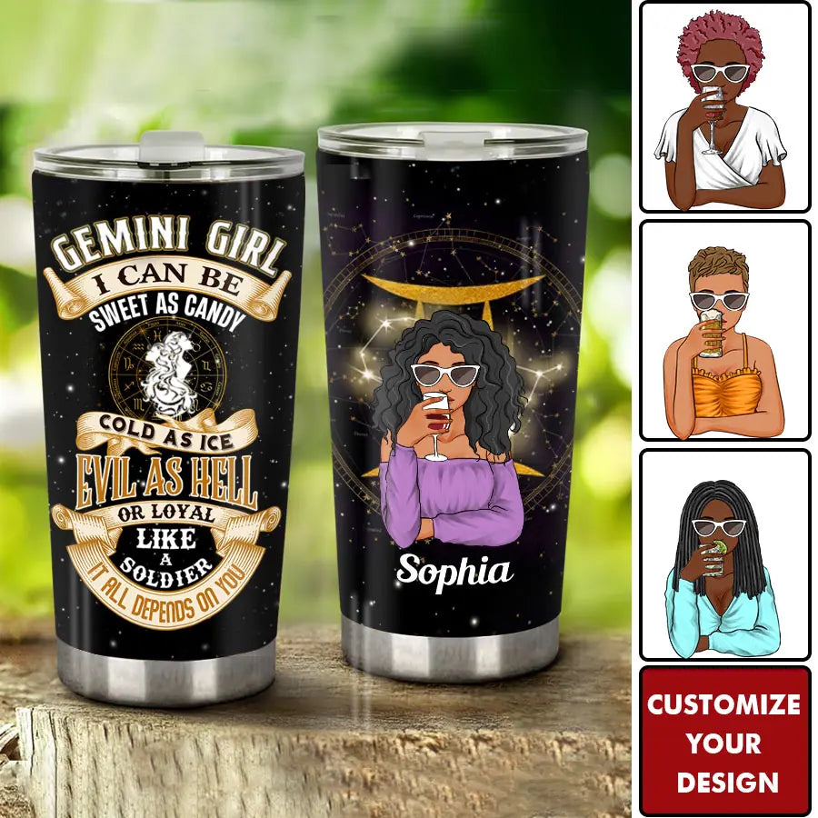 Personalized Tumbler - Gemini Girl, Gemini Birthday Gift For Woman,Gemini Birthday Month, Zodiac Tumbler, Zodiac Birthday Signs