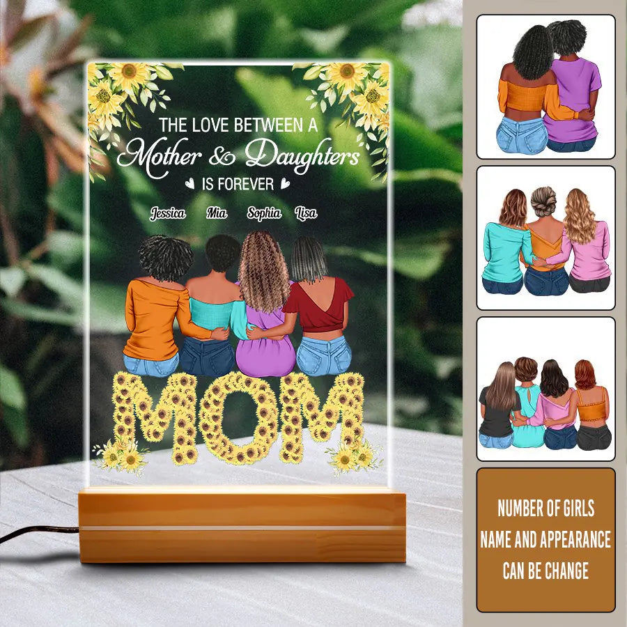 The Love Between A Mother & Daughter Is Forever - Personalized 3D LED Light Wooden Base - Mother's Day, Loving Gift For Mom, Mother, Mommy, Mum