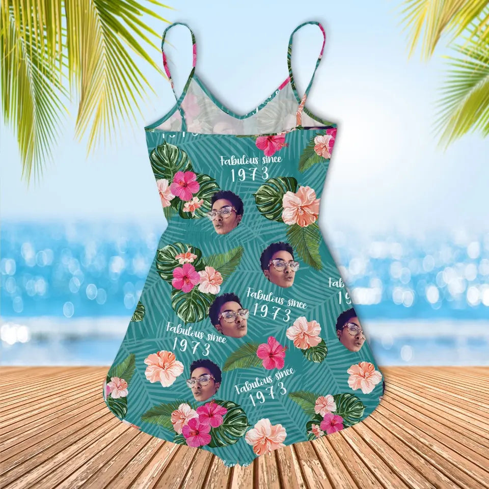 Cami Romper, Custom Birthday Turning 50 Hawaiian Shirt, Gifts For Women Turning 50, All-over Print Women's V-neck Cami Jumpsuit, Beach Lover