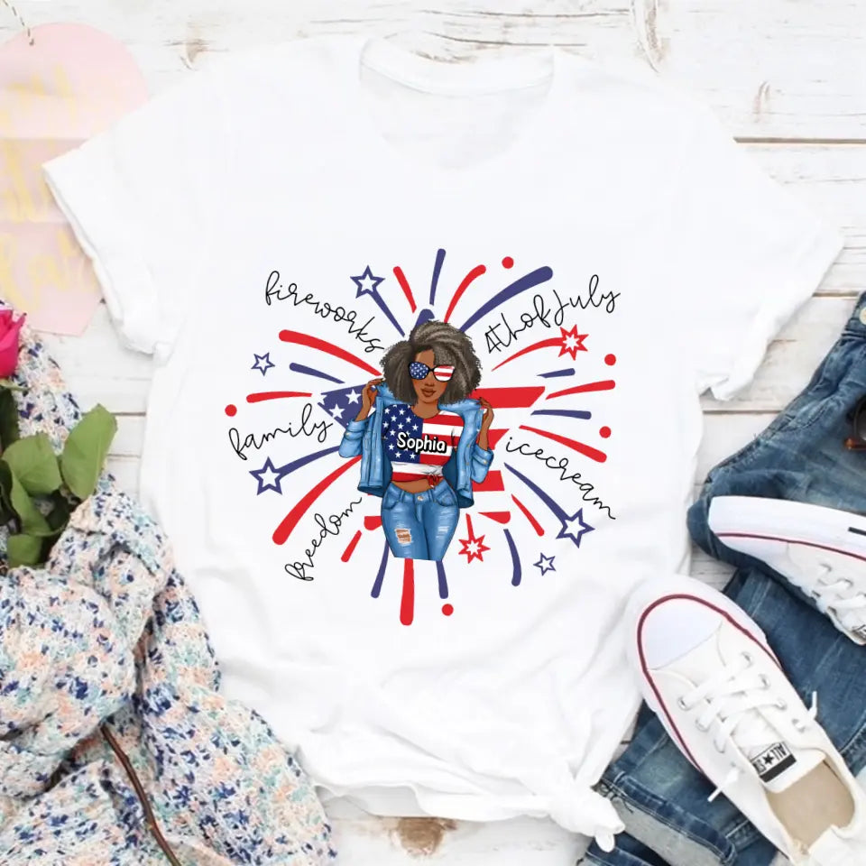 July Birthday Shirt, Custom Birthday Shirt, Queens Born In July, July Birthday Shirts For Woman, July Birthday Gifts, Happy Independence Day T-Shirt
