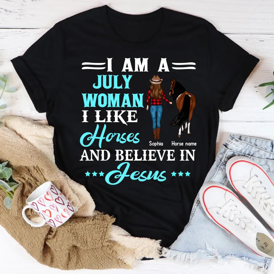 Personalized Birthday T Shirt, July Birthday Shirt, Birthday Gifts For Horse Lovers