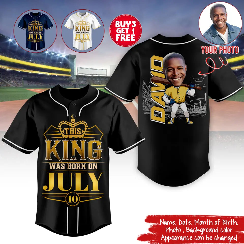 BaseBall Shirt, Custom Birthday Shirt, Kings Born In July, July Birthday Shirts For Man, Baseball Lover