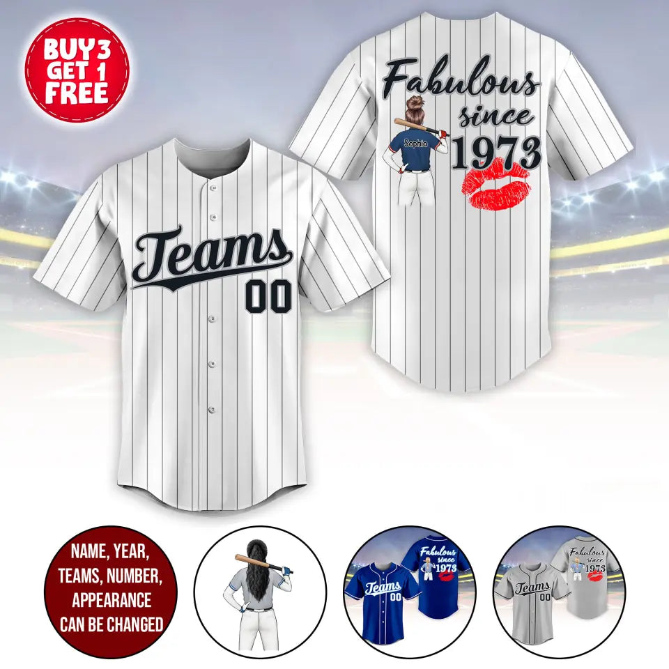 BaseBall Jersey, Custom Birthday Shirt, Turning 50 Shirt, Gifts For Women Turning 50, 50 And Fabulous Shirt, 1973 Baseball Lover
