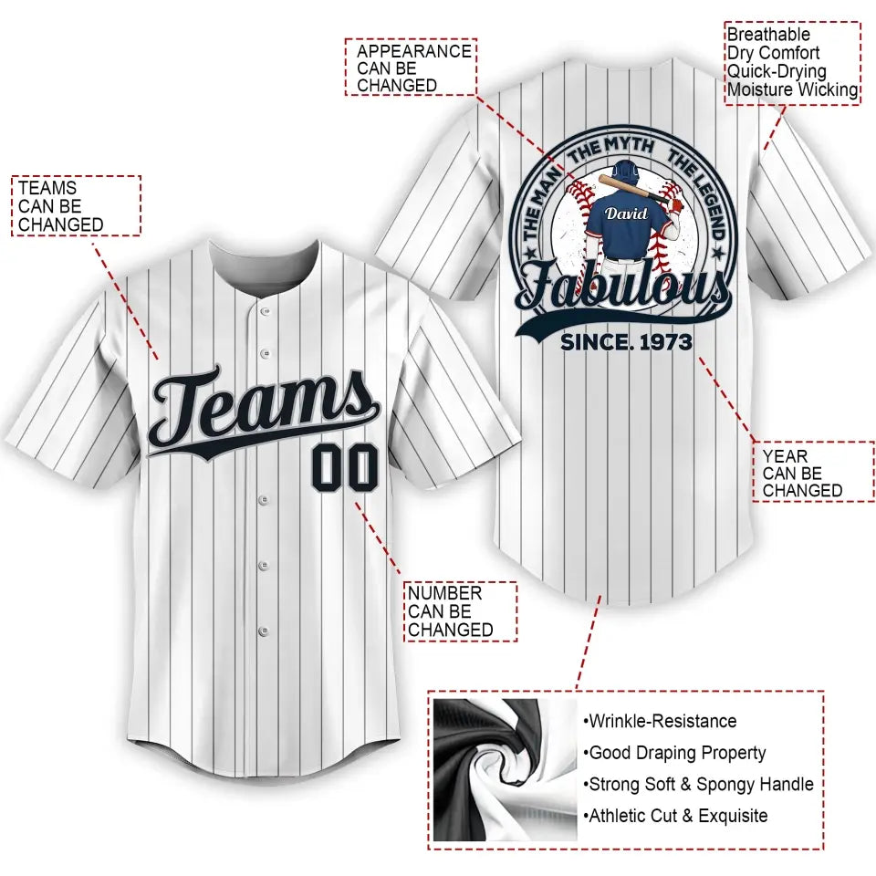 BaseBall Jersey, Custom Birthday Shirt, Turning 50 Shirt, Gifts For Man Turning 50, 50 And Fabulous Shirt, 1973 Baseball Lover