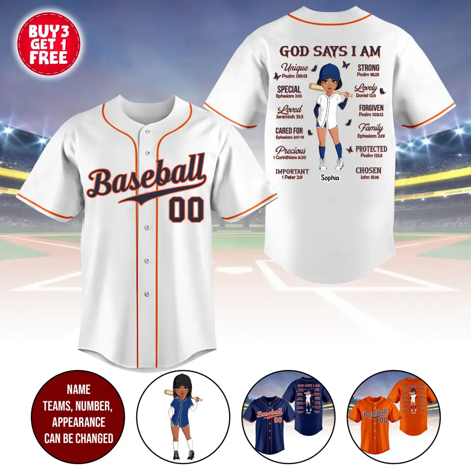Baseball Clothes, Custom Baseball Jerseys, Baseball Lover, God Says I Am, Baseball Jersey Shirt