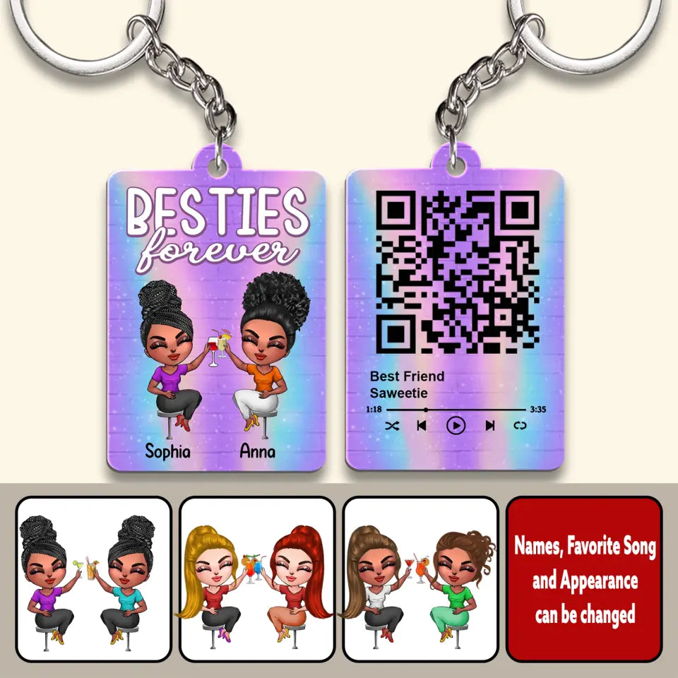 Personalized Bestie Acrylic Keychain, Custom  Acrylic Keychain For Bestie, Best Friend Gift Ideas