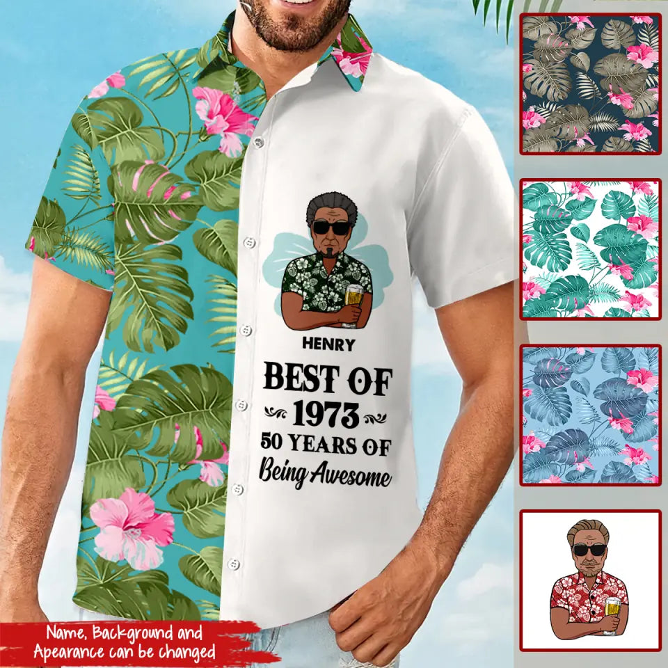 Personalized Hawaii Shirt, 50th Birthday Shirts, Custom Birthday Shirts, Turning 50 Shirt, Gifts For Men Turning 50