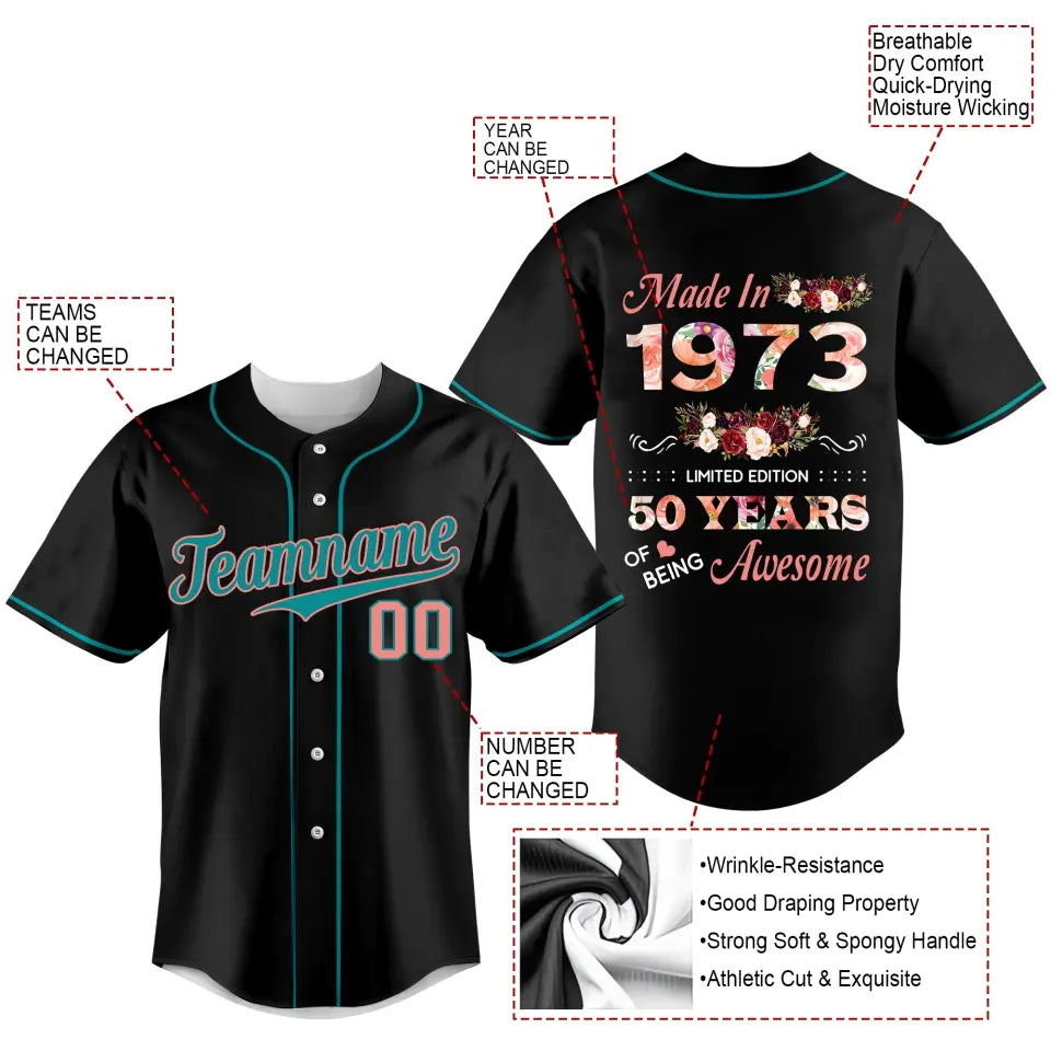BaseBall Shirt, Custom Birthday Shirt, Turning 50 Shirt, Gifts For Women Turning 50, 50 And Fabulous Shirt, 1973 Baseball Lover