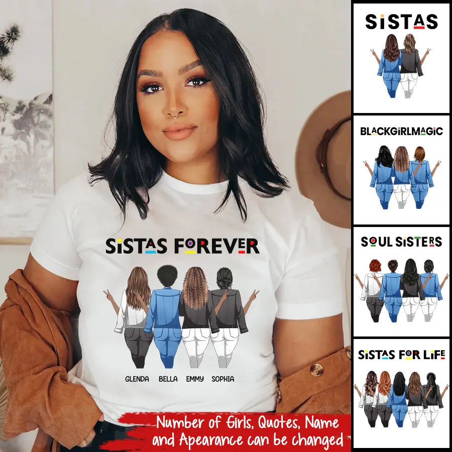 Sistas Forever - Personalized T Shirts - Personalized Mug - Birthday Gift For Sista, Sister, Soul Sister, Best Friend, BFF, Bestie, Friend