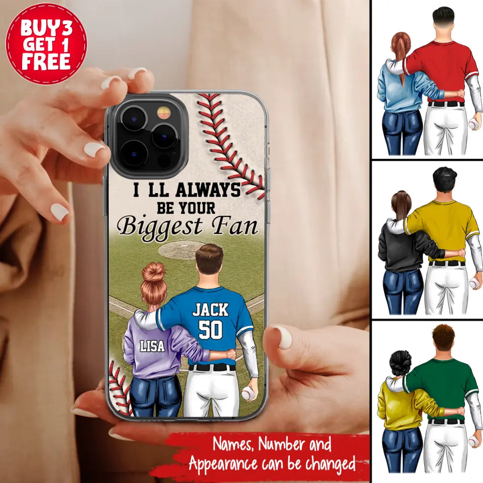 Gift For Couple, I&#39;ll Be Always Your Biggest Fan Phone Case, Couple Phone Case, Personalized Baseball Phone Case, Baseball Couple Custom Gift