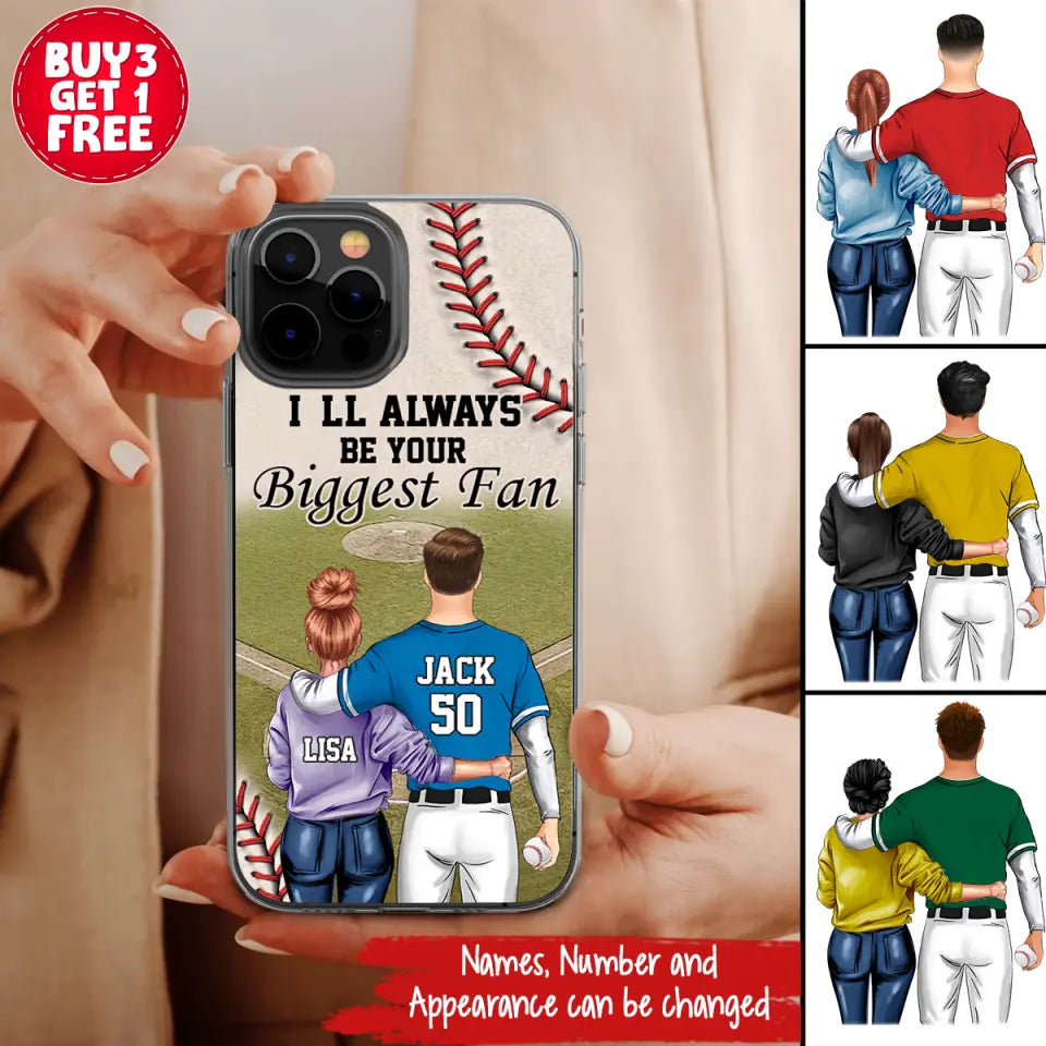 Gift For Couple, I'll Be Always Your Biggest Fan Phone Case, Couple Phone Case, Personalized Baseball Phone Case, Baseball Couple Custom Gift