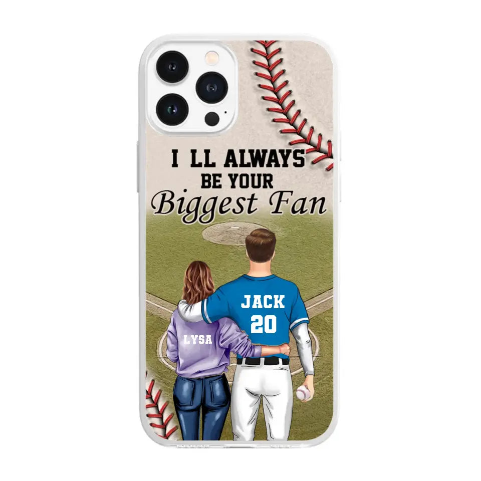 Gift For Couple, I&#39;ll Be Always Your Biggest Fan Phone Case, Couple Phone Case, Personalized Baseball Phone Case, Baseball Couple Custom Gift