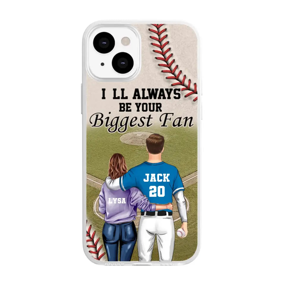 Gift For Couple, I&#39;ll Be Always Your Biggest Fan Phone Case, Couple Phone Case, Personalized Baseball Phone Case, Baseball Couple Custom Gift