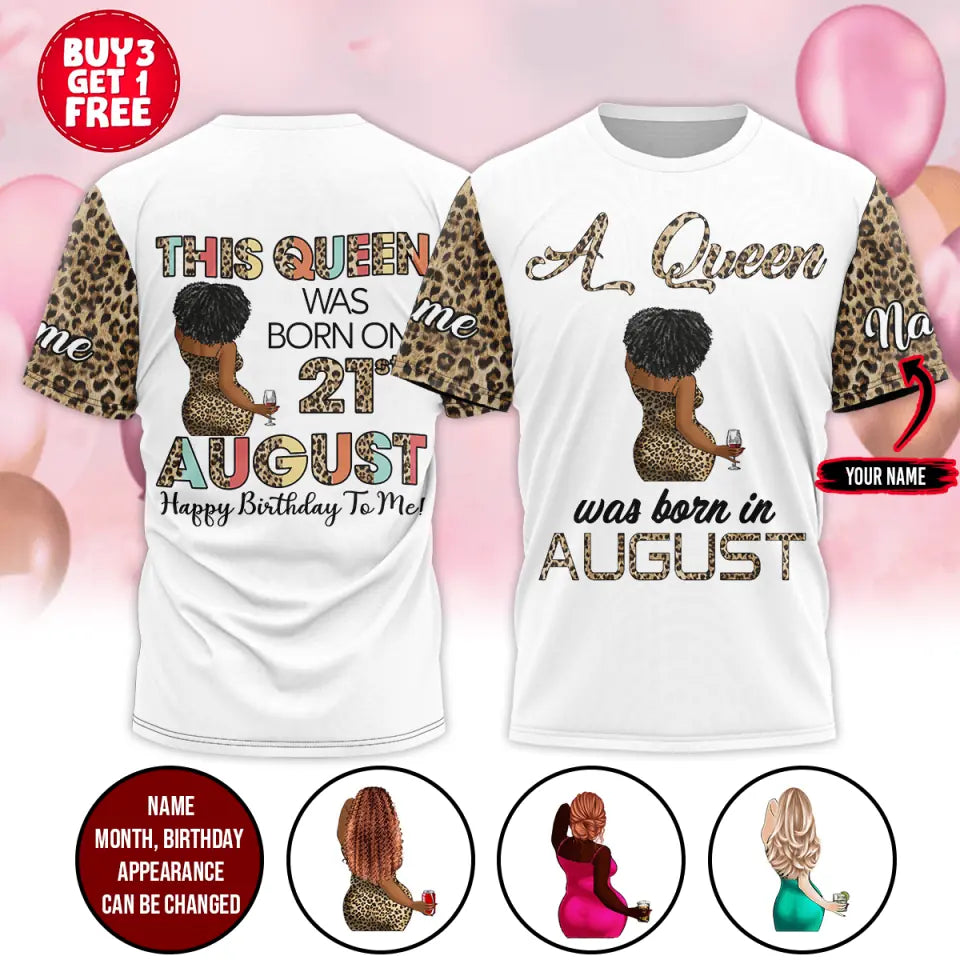 August Birthday Shirt, Custom Birthday Shirt, Queens Are Born In August, August Birthday Shirts For Woman