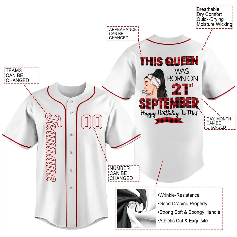BaseBall Shirt, Custom Birthday Shirt, Queens Born In September, September Birthday Shirts For Woman, Baseball Lover