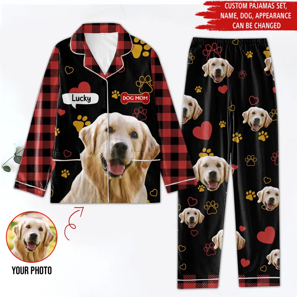 Customized Dog Photo &amp; Text Personalized Dog Shirt - Pet T-Shirt Custom Dog Shirts Personalized Upload Dog Photo Pajama Set