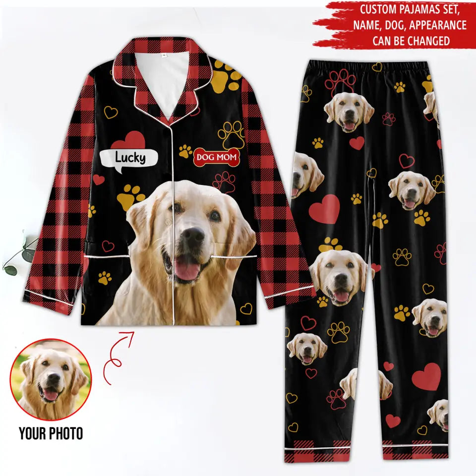 Customized Dog Photo & Text Personalized Dog Shirt - Pet T-Shirt Custom Dog Shirts Personalized Upload Dog Photo Pajama Set