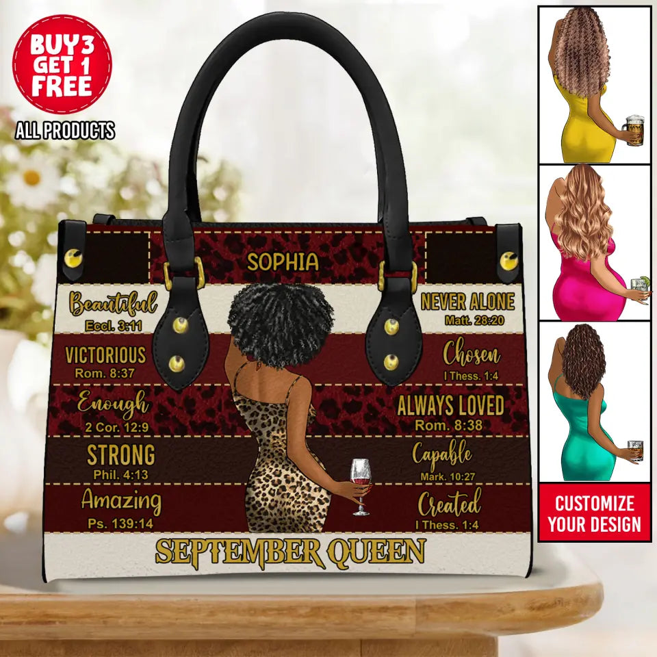 Personalized Leather Bag - Birthday, Handbag personalized, Custom Birthday Gift, Queens are Born In September