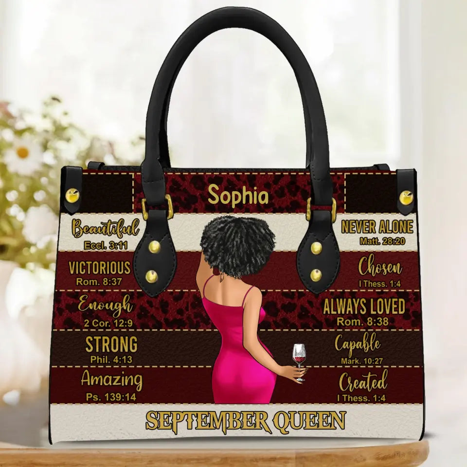 Personalized Leather Bag - Birthday, Handbag personalized, Custom Birthday Gift, Queens are Born In September
