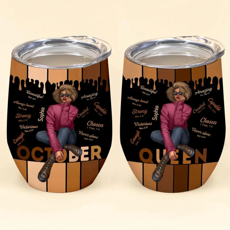 Personalized Wine Tumbler - Birthday Gift For October Queen, October birthday gifts, October Birthday Gift idea For Her